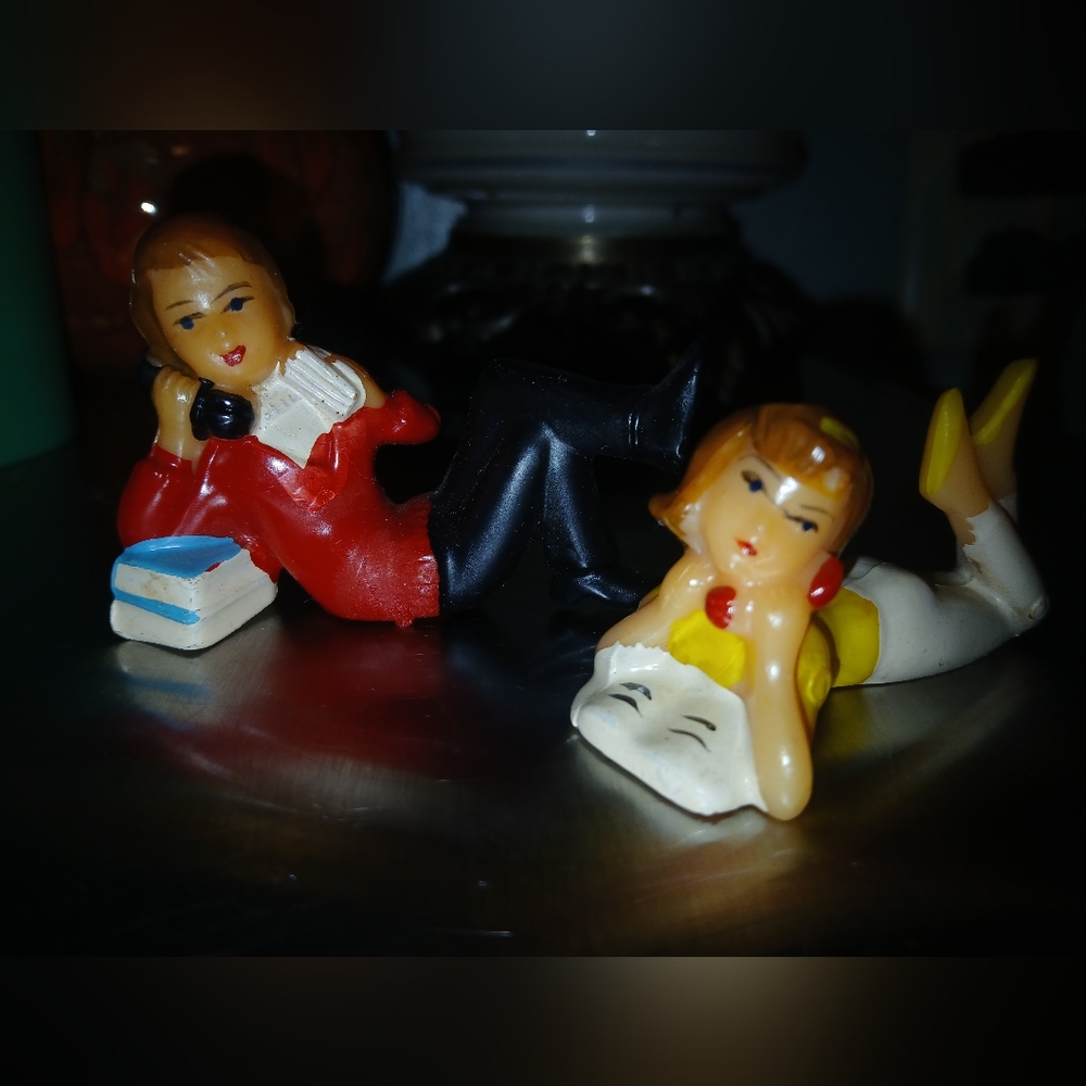 Vintage 1960s Cake Toppers in Red and Yellow